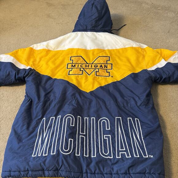 Vintage TurboZone Michigan Wolverines Puffer Jacket Full Zip Hood Size XL - Picture 1 of 16